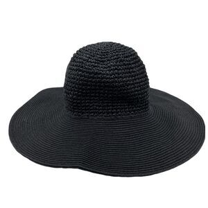☀️SALE☀️ SCALA Black Wide Brim Straw Floppy Hat